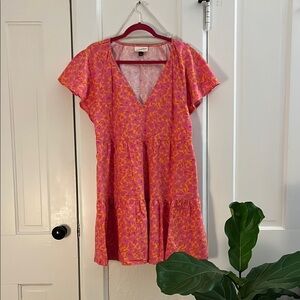 Vibrant Pink and Orange Women's Dress